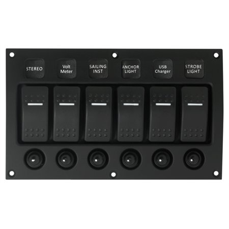 SWITCH PANEL ILUM/ROCKER 6G W/BREAKER