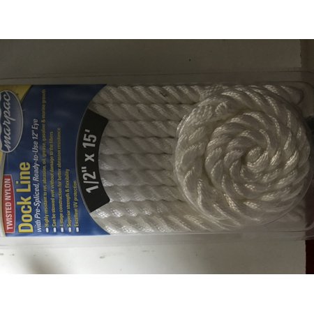 DOCK LINE NYL TWISTED 1/2"X15' - WHITE