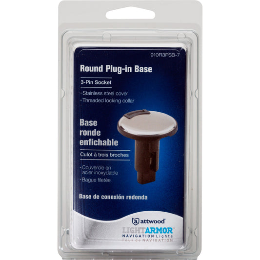 LIGHT BASE 3-PIN LOCK COLLAR RND SS