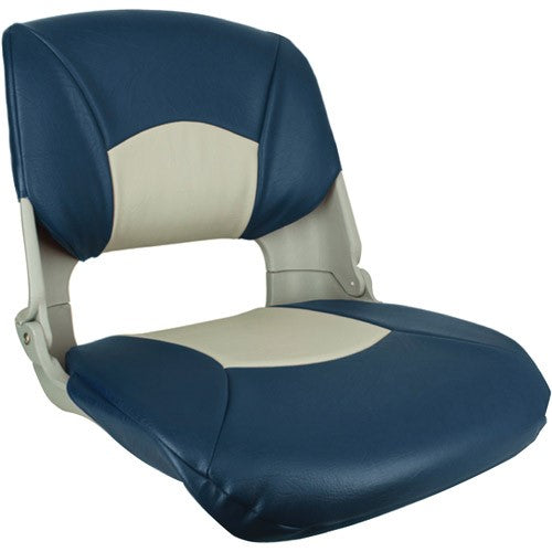 MOLDED FOLD SEAT GRY W/BLU-GRY CUSHION