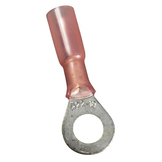 RING TERMINAL HS RED 22-18 AWG 1/4"