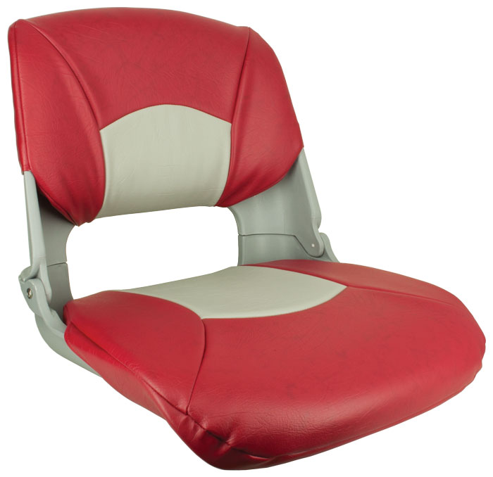 MOLDED FOLD SEAT GRY W/RED-GRY CUSHION