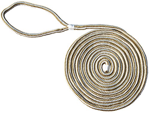 DOCK LINE NYL DBL/BRD 1/2"X20' - GOLD/WH